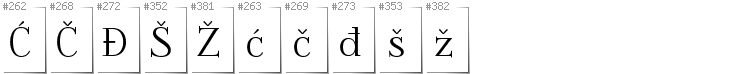 Bosnian - Additional glyphs in font Foglihten