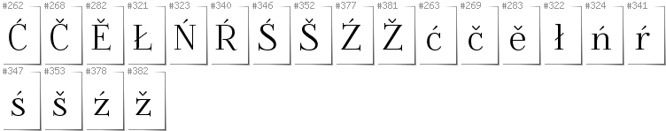 Lower Sorbian - Additional glyphs in font Foglihten