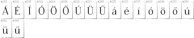 Hungarian - Additional glyphs in font Foglihten