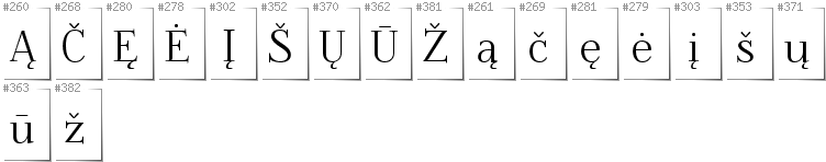 Lithuanian - Additional glyphs in font Foglihten