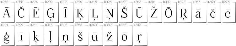 Latvian - Additional glyphs in font Foglihten