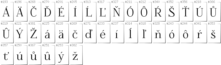 Slovakian - Additional glyphs in font Foglihten