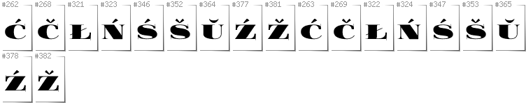 Belarusan Lacinka - Additional glyphs in font FoglihtenBlackPcs