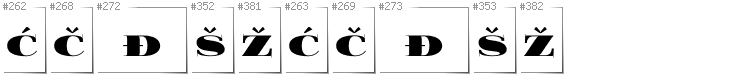 Bosnian - Additional glyphs in font FoglihtenBlackPcs