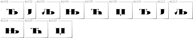 Serbisch Kyrillisch - Zusätzliche Zeichen in der Schrift FoglihtenBlackPcs