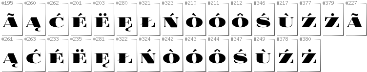 Kashubian - Additional glyphs in font FoglihtenBlackPcs