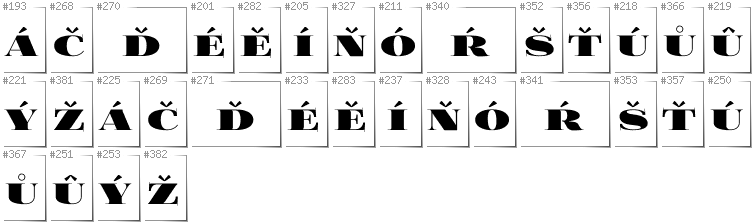 Czech - Additional glyphs in font FoglihtenBlackPcs