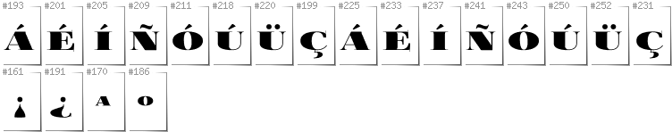 Spanisch - Zusätzliche Zeichen in der Schrift FoglihtenBlackPcs