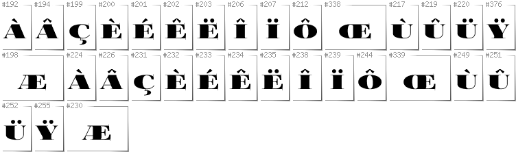 French - Additional glyphs in font FoglihtenBlackPcs