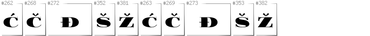 Chorwacki - Dodatkowe glify w foncie FoglihtenBlackPcs