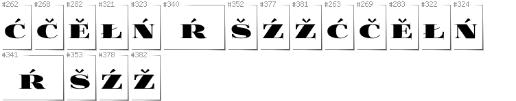 Upper Sorbian - Additional glyphs in font FoglihtenBlackPcs