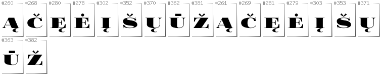 Lithuanian - Additional glyphs in font FoglihtenBlackPcs