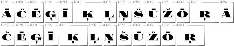 Latvian - Additional glyphs in font FoglihtenBlackPcs