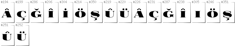 Turkish - Additional glyphs in font FoglihtenBlackPcs