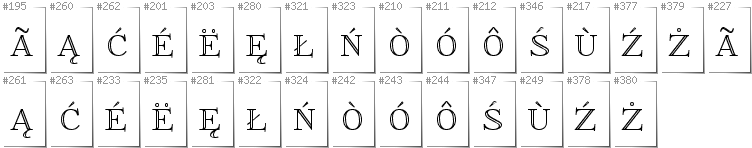 Kashubian - Additional glyphs in font FoglihtenNo01