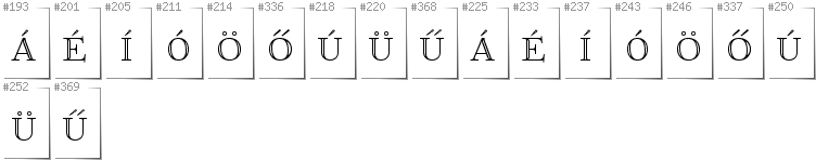 Hungarian - Additional glyphs in font FoglihtenNo01