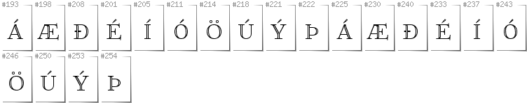 Icelandic - Additional glyphs in font FoglihtenNo01