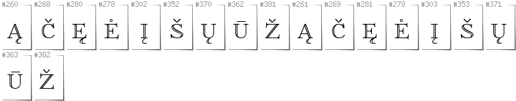 Litauisch - Zusätzliche Zeichen in der Schrift FoglihtenNo01