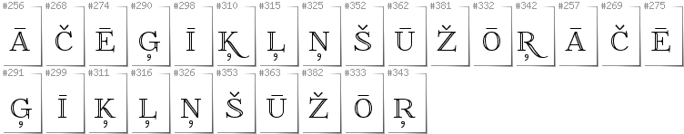 Lettisch - Zusätzliche Zeichen in der Schrift FoglihtenNo01