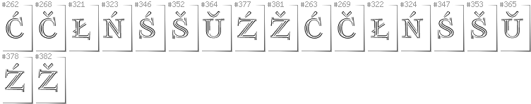 Belarusan Lacinka - Additional glyphs in font FoglihtenNo03