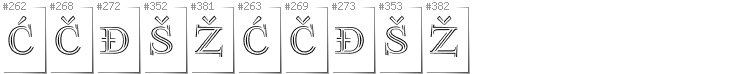 Bosnian - Additional glyphs in font FoglihtenNo03