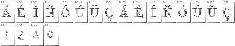 Spanish - Additional glyphs in font FoglihtenNo03