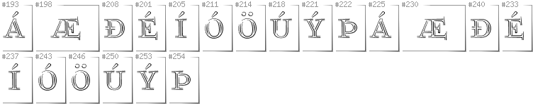 Icelandic - Additional glyphs in font FoglihtenNo03