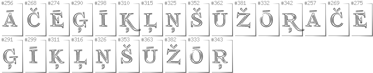 Latvian - Additional glyphs in font FoglihtenNo03