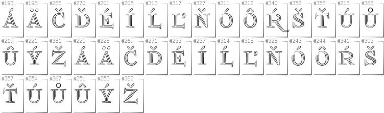 Slovakian - Additional glyphs in font FoglihtenNo03