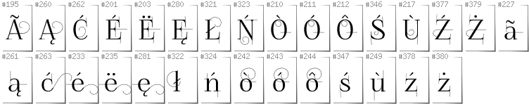 Kashubian - Additional glyphs in font FoglihtenNo04