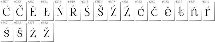 Lower Sorbian - Additional glyphs in font FoglihtenNo07