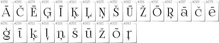 Lettisch - Zusätzliche Zeichen in der Schrift FoglihtenNo07