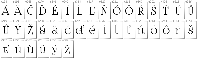 Slowakisch - Zusätzliche Zeichen in der Schrift FoglihtenNo07