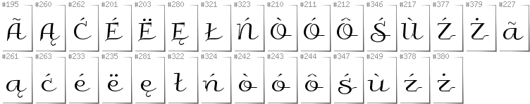 Kashubian - Additional glyphs in font Galberik