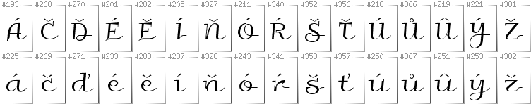 Czech - Additional glyphs in font Galberik