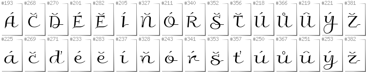 Tschechisch - Zusätzliche Zeichen in der Schrift Galberik