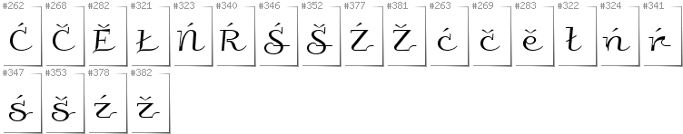 Lower Sorbian - Additional glyphs in font Galberik