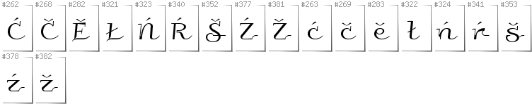 Upper Sorbian - Additional glyphs in font Galberik