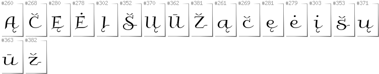 Lithuanian - Additional glyphs in font Galberik