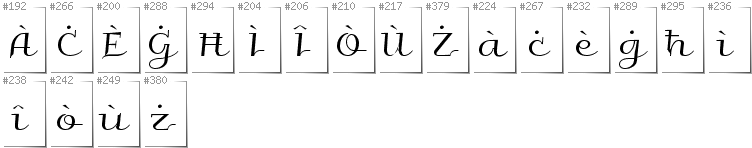 Maltese - Additional glyphs in font Galberik