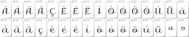 Portugiesisch - Zusätzliche Zeichen in der Schrift Galberik