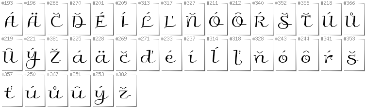 Slowakisch - Zusätzliche Zeichen in der Schrift Galberik