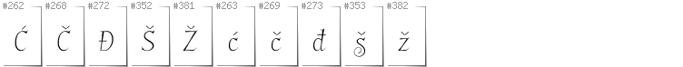 Bosnian - Additional glyphs in font Garineldo