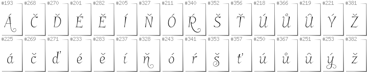 Tschechisch - Zusätzliche Zeichen in der Schrift Garineldo