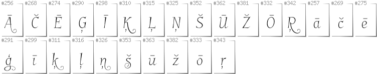 Latvian - Additional glyphs in font Garineldo