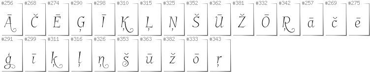 Lettisch - Zusätzliche Zeichen in der Schrift Garineldo