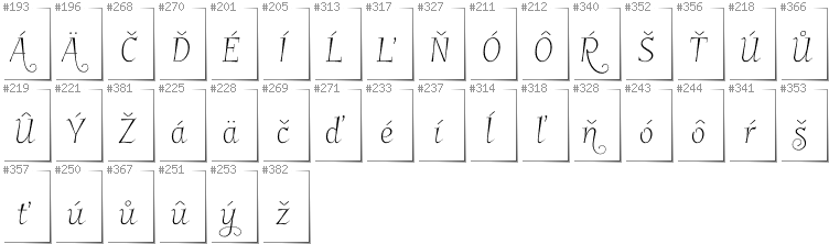 Slowakisch - Zusätzliche Zeichen in der Schrift Garineldo