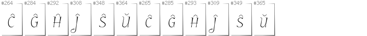 Esperanto - Additional glyphs in font GarineldoSC
