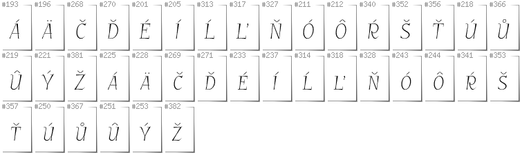 Slowakisch - Zusätzliche Zeichen in der Schrift GarineldoSC