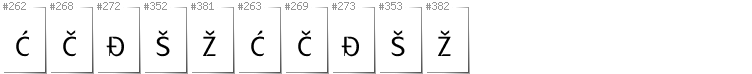 Bosnian - Additional glyphs in font Gatometrix